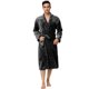 thumbnail image 1 of Albornoz de felpa con cuello chal para hombre, manga larga, albornoz de franela y forro polar con cinturón Negro M Unique Bargains Pijama, 1 of 5
