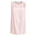 thumbnail image 4 of MIXUE Boho Tops For Women Summer Solid Color Lace Round Neck Sleeveless Fashion Casual Basic Soft Pullover Shirts For Women T Shirts Sportswear,Pink,L, 4 of 5
