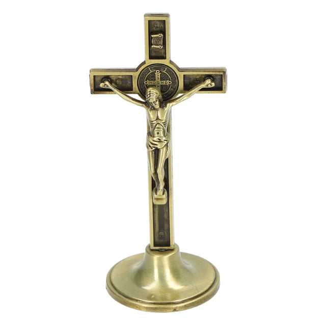 Cruz de Pie Con Base de Metal Con Diseño de Jesús, Regalo Perfecto, Cruz Católico con Aspecto Distintivo