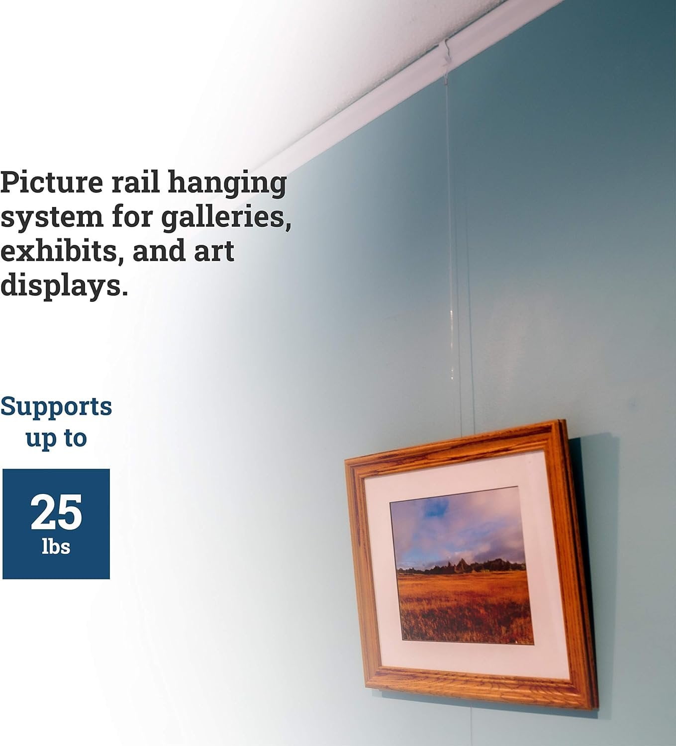 Picture Hang Solutions - White Picture Rail Molding Hooks and Invisible Wire - Gallery Hanging System - Includes Nylon Cord and Adjustable Hooks 5 sets per pack
