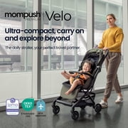 Mompush Velo Lightweight Travel Stroller with Lie-Flat Recline Seat, Airplane Friendly, Forest, 18.8 LB, Unisex