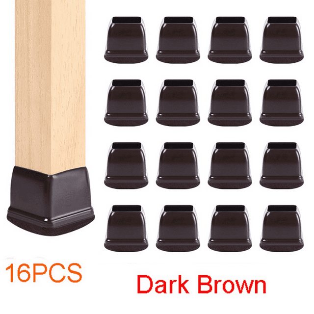 80 Pcs Brown Silicone Chair Leg Floor Protectors, Square Chair Leg Caps with Wrapped Felt, Fit: 0.75 Inch-1.0 Inch