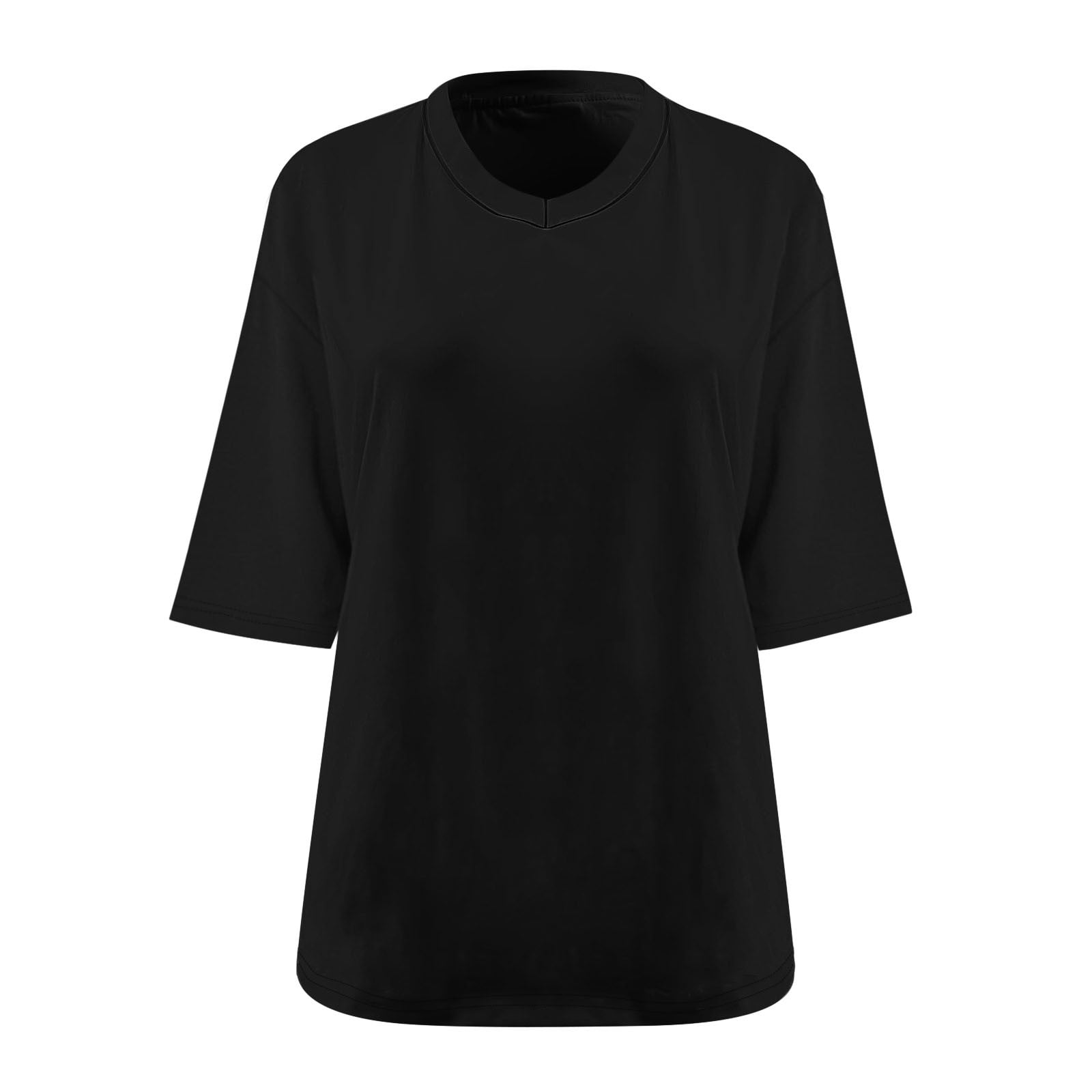 3/4 Sleeve Tops for Women Plus Size XL-5X V Neck T Shirts Womens Casual Solid Color Loose Pullover Breathable Basic Athletic Workout Tees Top