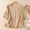 Khaki, variant on Women's Eyelet Lace Shirts Liweisiy V Neck Button Down Linen 3/4 Sleeve Blouse Solid Color Causal Trendy Vocation Tops Pink M