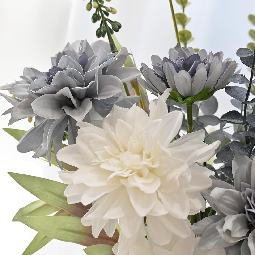 Fake Flowers with Vase, Silk Flowers in Vase, Suitable for Wedding, Party, Home Decor (Dahlia)