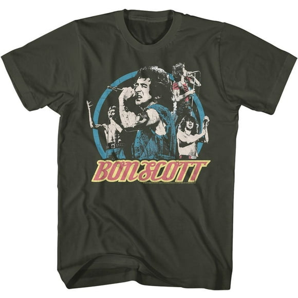 Bon Scott AC/DC Multi Image Circle Smoke Adult T-Shirt