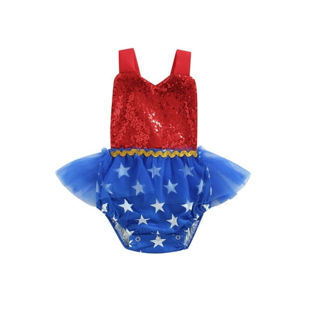 

Liacowi 4th of July Baby Girl Boy Outfit American Flag Patriotic Onesie Newborn Toddler Baby Star Stripe Print Romper with Headband