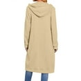 thumbnail image 5 of Long Hoodies for Women Zip Up Fleece Oversized Long Sleeve Sweatshirt Winter Warmy Hoodie Dress with Pockets Beige L, 5 of 5