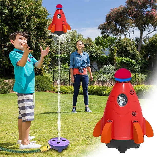 Fiudx juguetes para niños pequeños Nuevo cohete espacial, juguete de agua voladora giratorio, juguete de cohete volador de agua al aire libre, modelo de cohete de juguete de agua giratorio para niños
