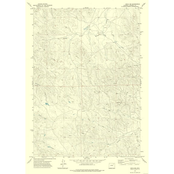 Topographical Map - North West Oriva Wyoming Quad - USGS 1971 - 23 x 32.52 - Vintage Wall Art