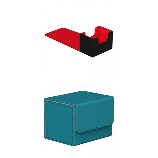koolsoo 2 Pcs Boîte de Deck de Cartes à Collectionner Étui de Rangement Cartes Jouet TCG Noir Bleu
