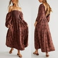 thumbnail image 2 of Fortune Robe Bohème pour Femme Décontractée à Manches Bouffantes, Robes Brodées à Fleurs, Robe Midi Fluide à Volants Boho, 2 of 9