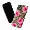 thumbnail image 3 of Tropical Cute Pink Hibiscus Flowers & Leopard Print iPhone Case, Aesthetic Phone Cover for iPhone 16 15 14 13 12 11 Pro Max, 3 of 6
