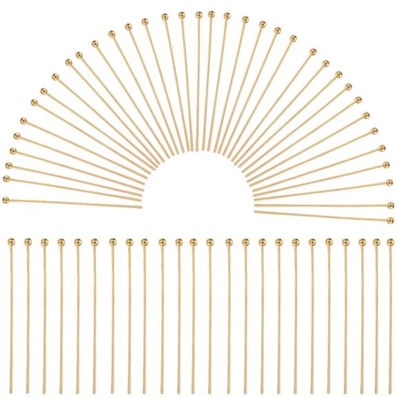 600pcs Jewelry Findings Brass Ball Head Pins Golden 30x0.5mm 24 Gauge Head: 1.5mm