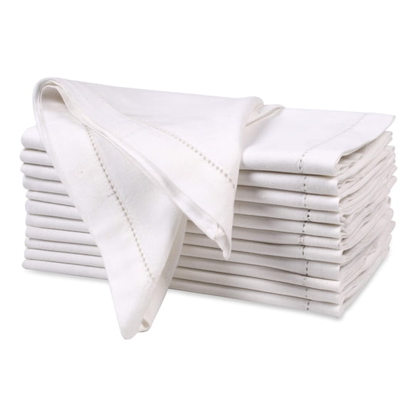 Servilletas de tela Ramanta Home, lino y algodón, color blanco, juego de 12