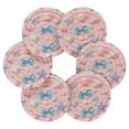 thumbnail image 2 of 6 Pcs Drink Coasters with Holder 3.94in Woven Coasters for Drinks Seashells and Bows Coaster Set for Protection Table, 2 of 7