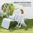 thumbnail image 4 of Portable Folding Patio Side Table, 6-Level Adjustable Height Outdoor Bistro Table with HDPE Top and Metal Frame, 29.9"L x 19.7"W White Table for Balcony, Garden, Poolside, 4 of 7