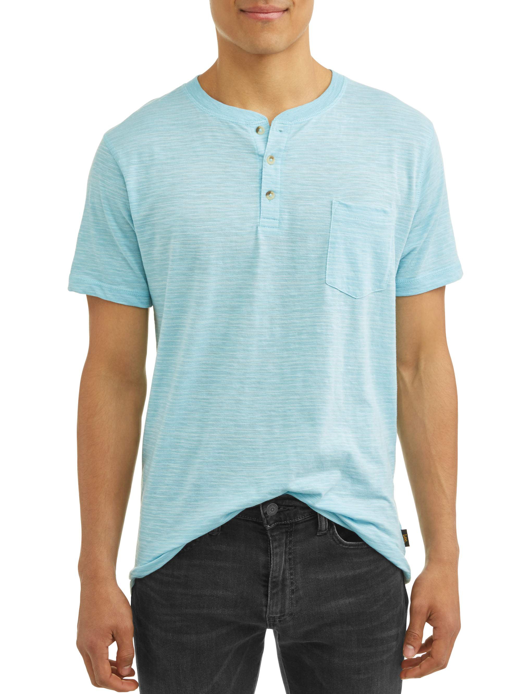 Lee Men's Short Sleeve Textured Henley T-Shirt with Pocket - Walmart.com