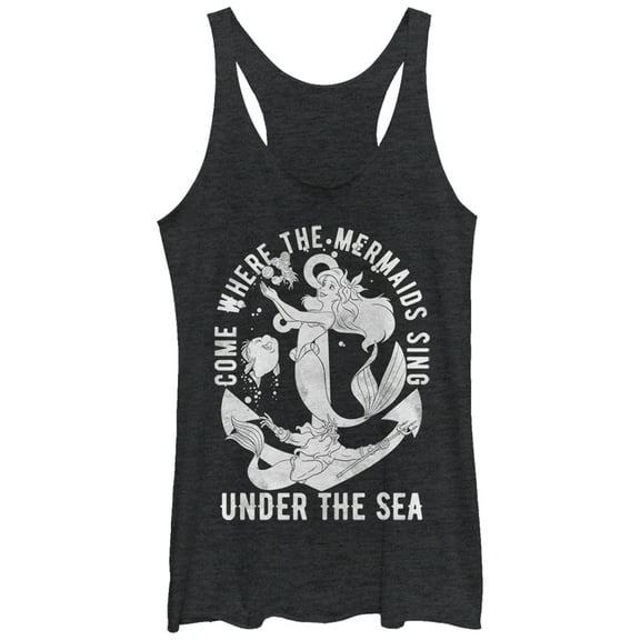 Women's The Little Mermaid Ariel Under the Sea Racerback Tank Top Black Heather Small