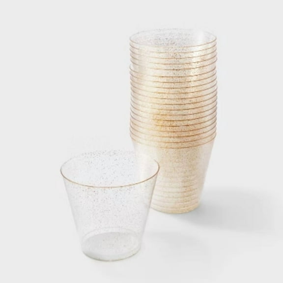 20ct Plastic Stemless Wine Glasses Gold - Spritz