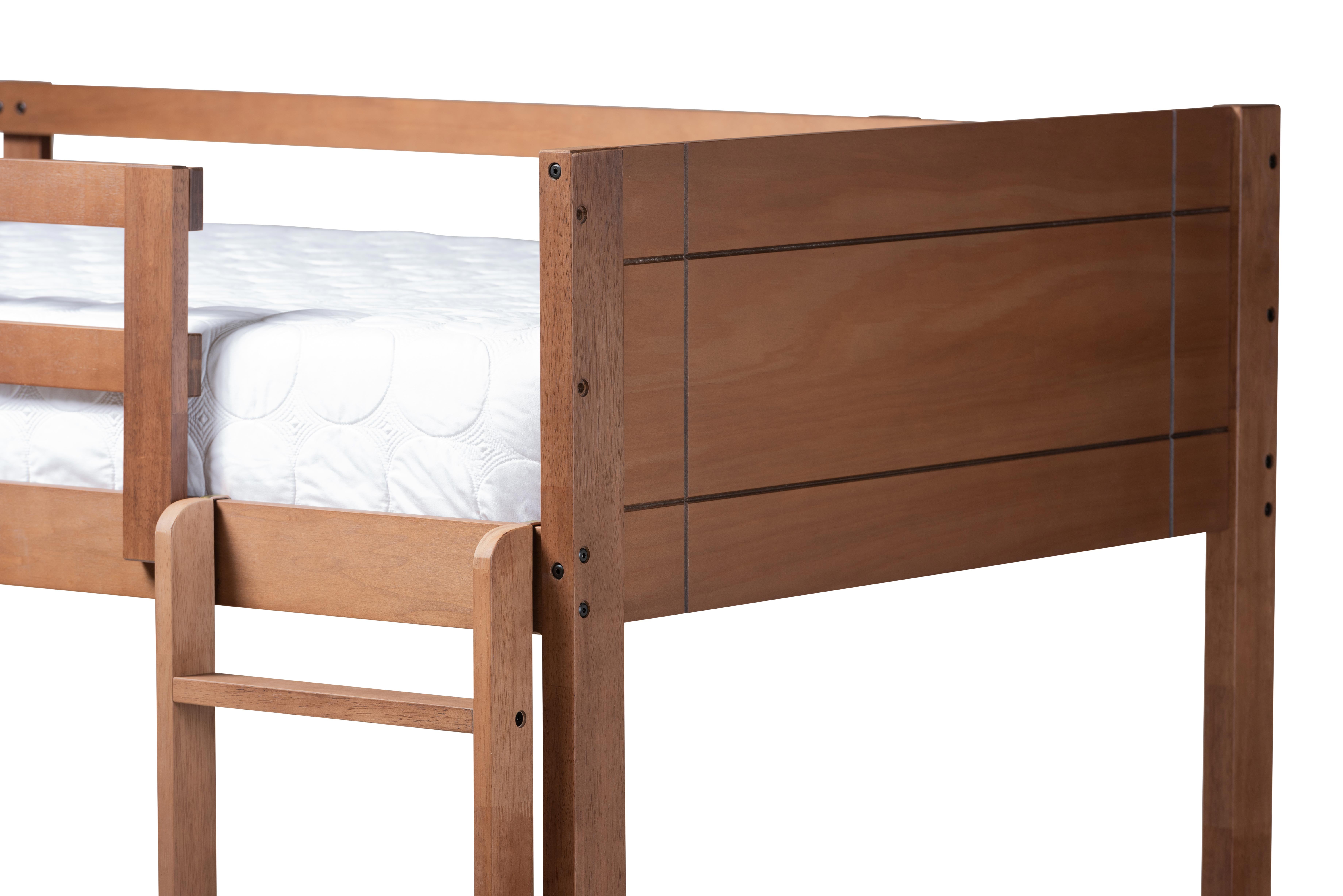 Baxton Studio Elsie Modern and Contemporary Walnut Brown Finished Wood Twin Size Bunk Bed