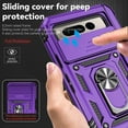 thumbnail image 4 of for Google Pixel Fold Case Camera Lens Protector Cover Slide Black Shockproof Google Pixel Fold Phone Case with Stand Ring Fits Car Holder Protective Case with Holster (Purple), 4 of 15