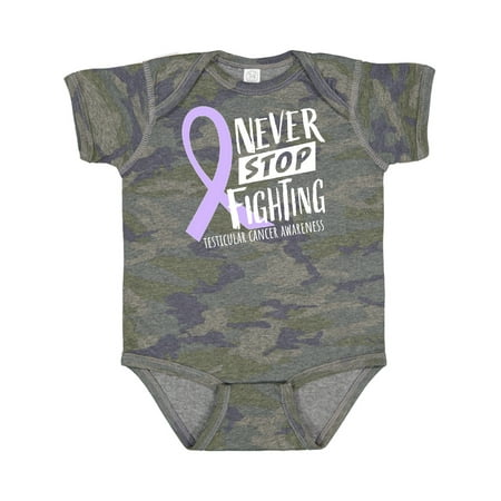 

Inktastic Never Stop Fighting Testicular Cancer Awareness Gift Baby Boy or Baby Girl Bodysuit