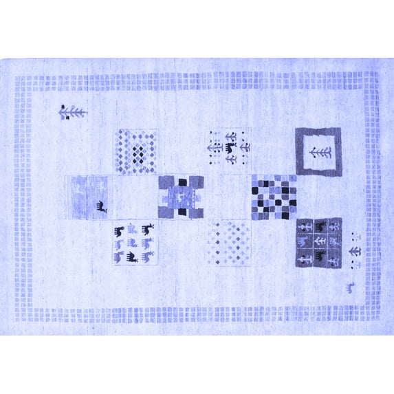 Ahgly Company Indoor Rectangle Solid Blue Modern Area Rugs, 3' x 5'