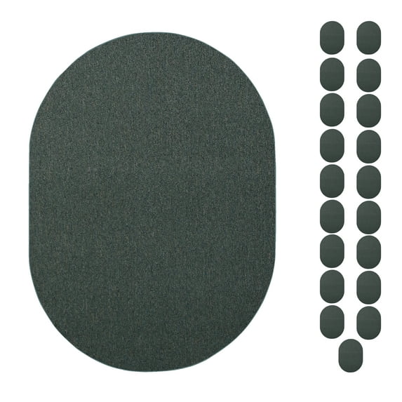 Furnish My Place Modern Indoor/Outdoor Commercial Solid Teal Rug, Modern Area Rug, Baby Nursery Mat, Pet-Friendly Carpet for Living Room, Playroom, Made in USA, 1.5' x 2.25' Oval - Set of 20