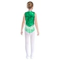 thumbnail image 3 of ranrann Robe Salsa Tango à Franges pour Filles Enfants Costume de Danse Latine à Sequins Sans Manches Justaucorps à Franges Vert 6, 3 of 6