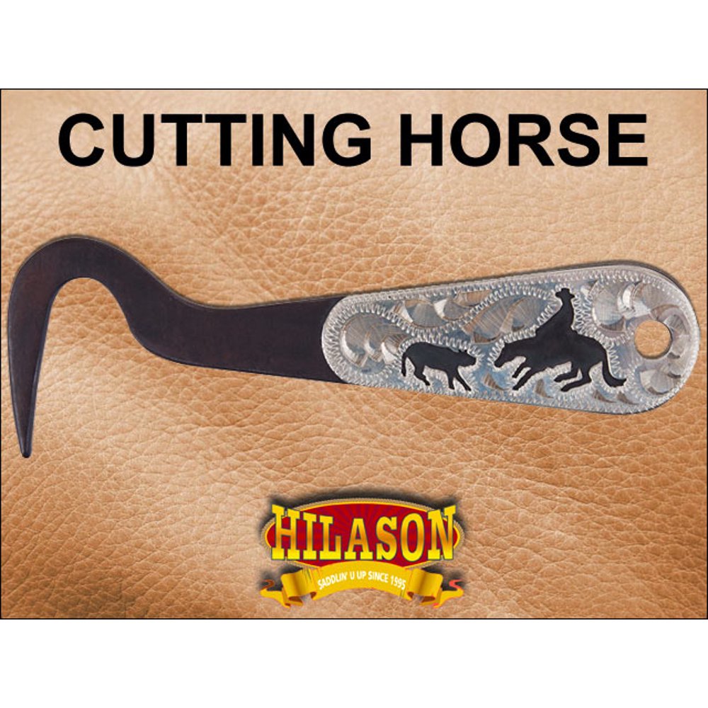 STEEL METAL FANCY HORSE HOOF PICK ANTIQUE BROWN GERMAN SILVER OVERLAY