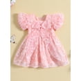 thumbnail image 2 of Bagilaanoe Toddler Baby Girl Summer Dress Flower Print Short Sleeve A-line Princess Dresses 12M 18M 24M 3T 4T 5T Kid Patchwork Tulle Skirt, 2 of 9