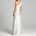 thumbnail image 6 of Wsysadlol Wedding Guest Dress Women Solid Satin Bodycon Midi Dress Asymmetric One Shoulder Ruched Slim Fit Dress Elegant Evening Party Gown Formal Dress, 6 of 7