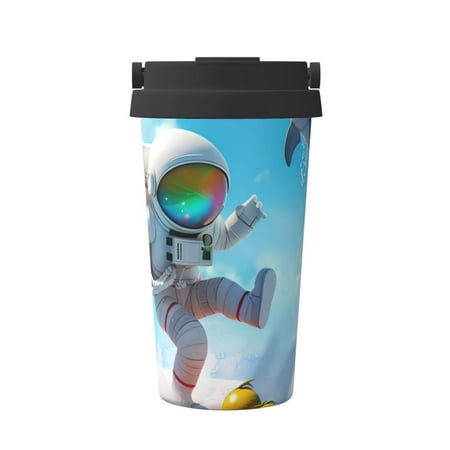 

Susaid Astronaut Tropical Dolphin Print Coffee Travel Mug Insulated Coffee Mug with Lid Leakproof Coffee Thermos Coffee Tumbler for Hot&Cold Drinks