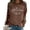 Brown, variant on Women's Fashion Casual Solid Color Loose Long Sleeve Letter Print Round Neck Hoodie Elderly Women's Sweaters