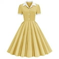 thumbnail image 1 of Robe Chemise pour Femmes, Robe Décontractée Longueur Genou Col en V avec Col et Boutons devant, Jupe Trapèze Fluide pour Usage Quotidien (Core : Robe Chemise pour Femmes), 1 of 3