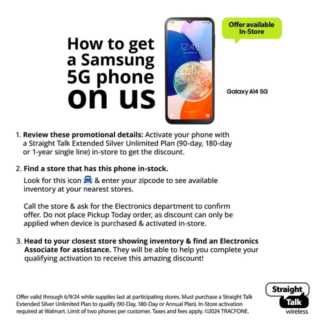 Straight Talk Samsung Galaxy A14, 5G, 64GB, Black - Prepaid Smartphone [Locked to Straight Talk] This device offers a foldable display and is compatible with the S Pen.