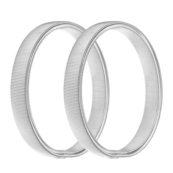 2pcs Stretchable Sleeve Garters Metal Armband Sleeve Cuff Shirt Sleeve Garters Sleeve Holders (Silver)