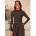 thumbnail image 6 of PRETTYGARDEN Womens Jumpsuit Dressy Casual Spring Fall Fashion One Piece Outfits Long Sleeve Mock Neck Wide Leg Pants Rompers, 6 of 8