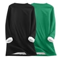 thumbnail image 4 of ATOYSOY Women's Warm Solid Color Pullover Long Sleeve Thicken Tees Fall Winter Casual Fuzzy Shirts 2 Pack Slim Basic Fleece Tops Crew Neck Sweatshirts Outwear Green L, 4 of 4