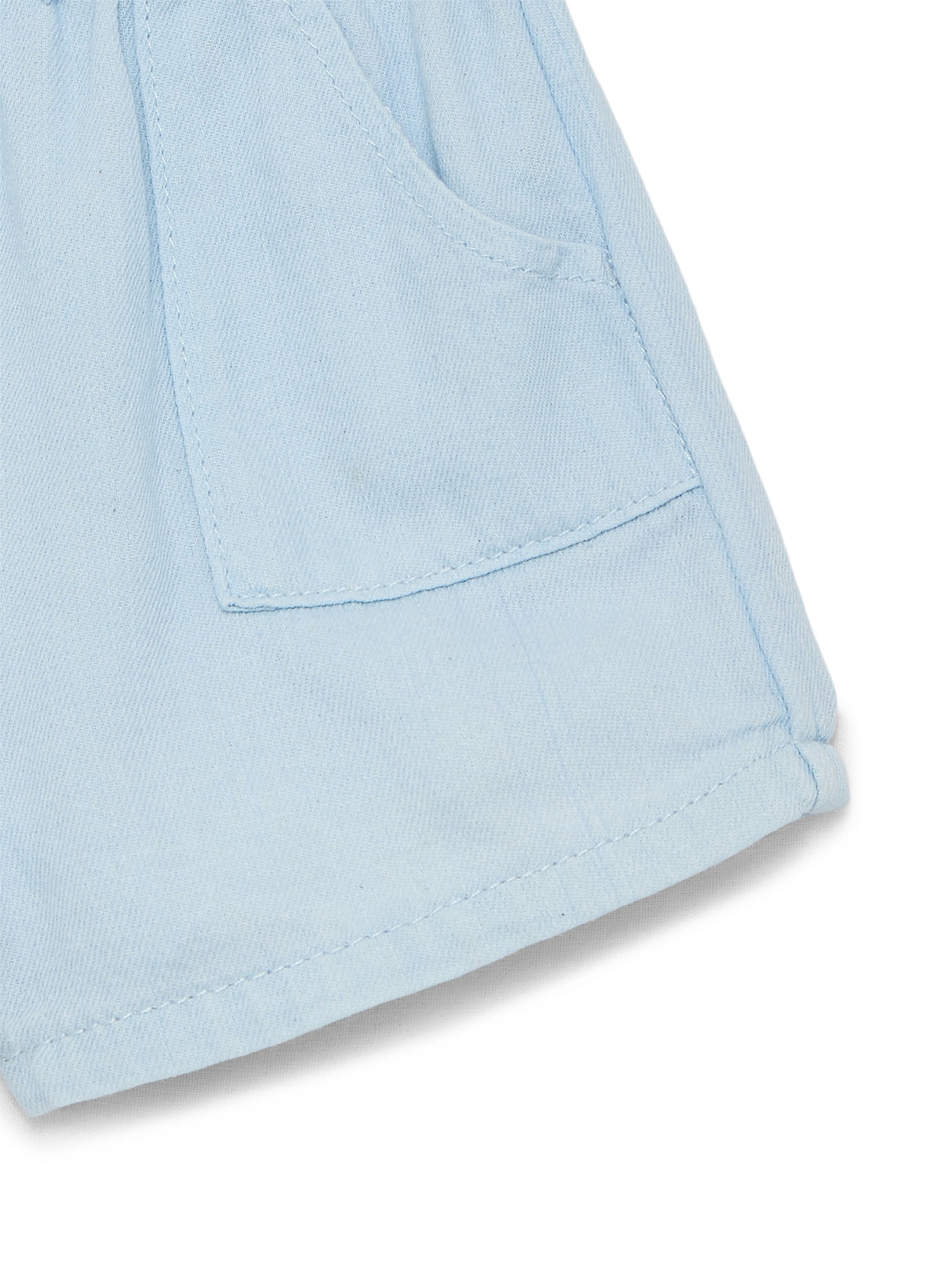 Wonder Nation Baby Girls Cotton Paperbag Waist Shorts, Sizes 0M-24M
