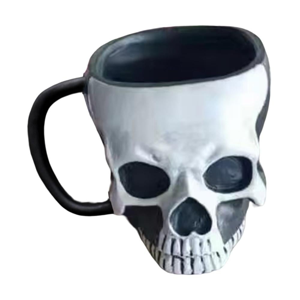 3D Resin Skull Coffee Cup Personalized Water Cup Bottle for Home Office Decor Halloween Skull Cup with Handle Gothic Creepy Realistic Skull Beer Mug Unique Gift for Horror Lover Friends 