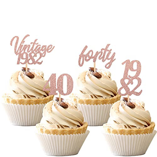 Glittery Silver 40th Birthday Cupcake Toppers Number 40 Pack of 10 