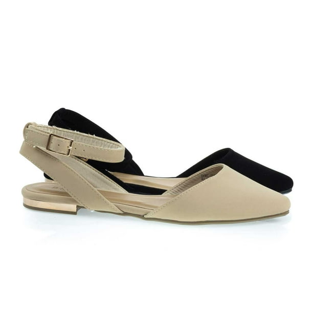 pointed toe open back flats