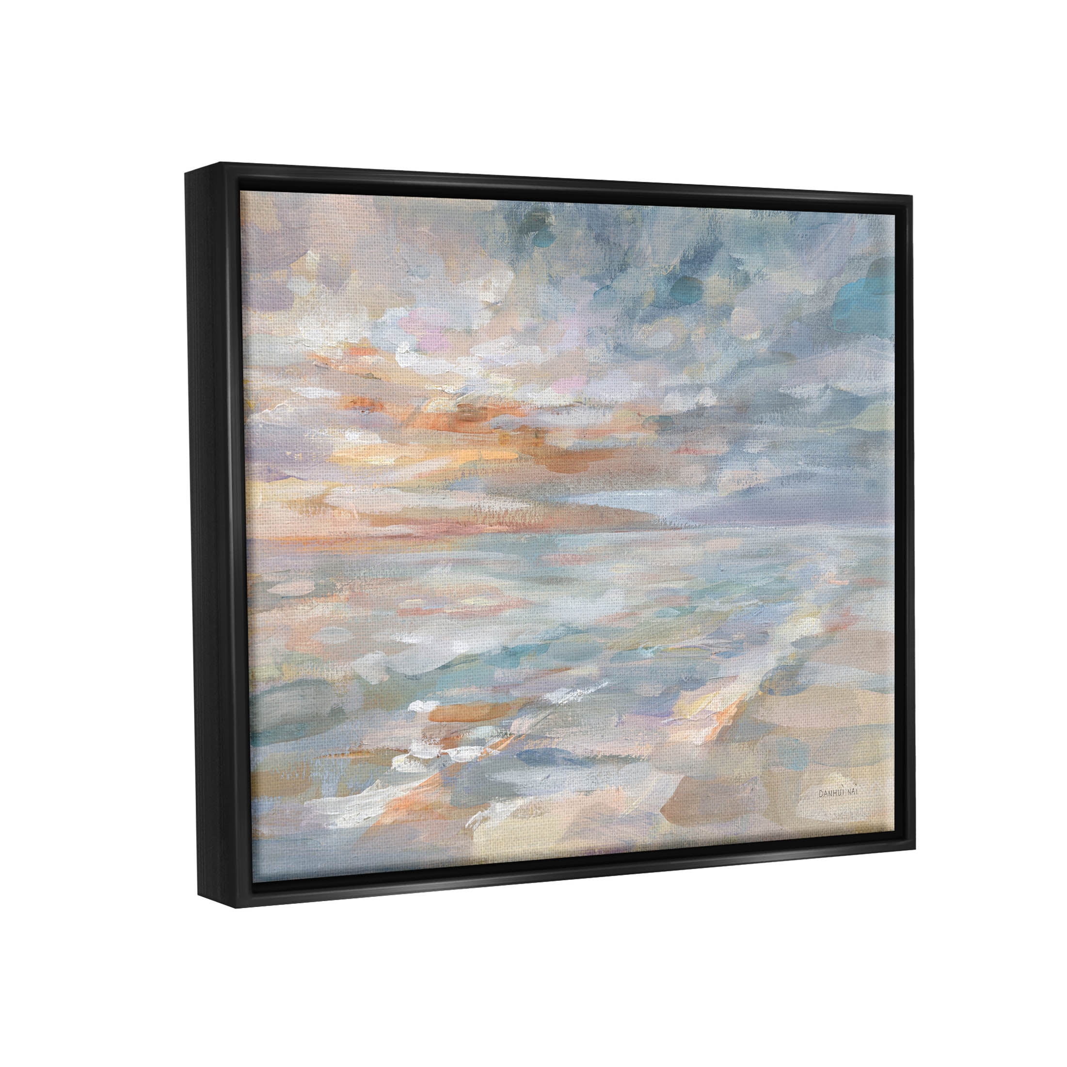 Stupell Industries Impressionist Horizon Sky Landscape Painting Jet Black Floating Framed Canvas Print Wall Art, Design by Danhui Nai