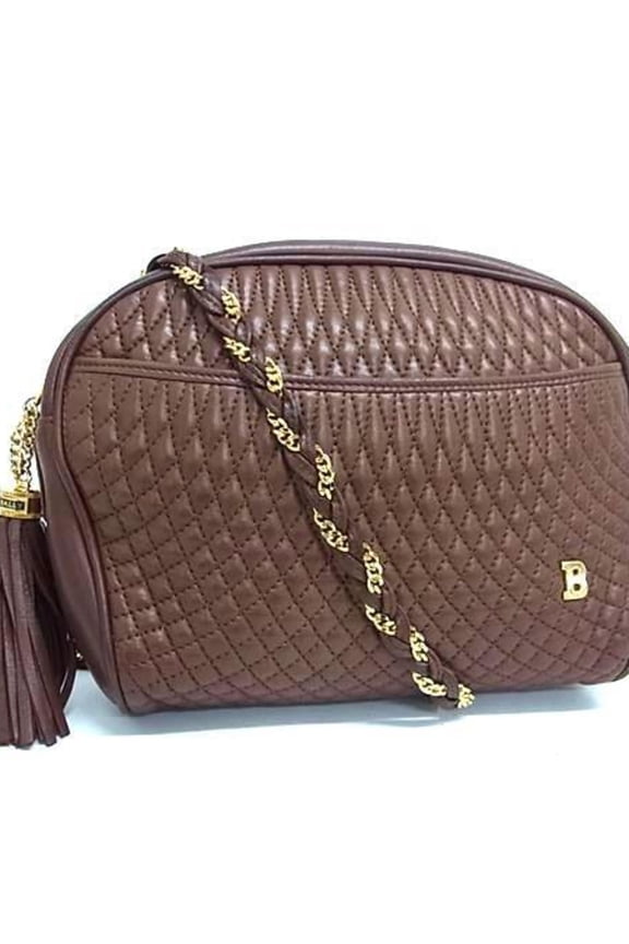 Pre-Owned BALLY B Shoulder Bag in Brown Leather with Tassel and Quilting (Good)
