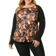 thumbnail image 3 of Agnes Orinda Women's Plus Size Boho Relaxed Fit Blouse Color Block Long Sleeve Top, 3 of 7