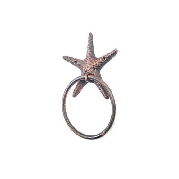 Hampton Nautical Rustic Copper Cast Iron Starfish Towel Holder 8.5" - Decorative Starfish - Coas
