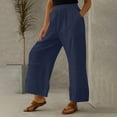 thumbnail image 5 of Dream Lifestyle Mid-Rise Elastic Waist Slant Pockets Woman Pants Pleated Stitching Straight Wide Leg Casual Trousers Female Clothing, 5 of 8