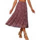 thumbnail image 4 of Falda Floral de Chiffon para Mujer Inspire Chic, A-line, Larga, con Volantes en Capas, Boho, Verano, Midi, Talla XL, Marrón, 4 of 8